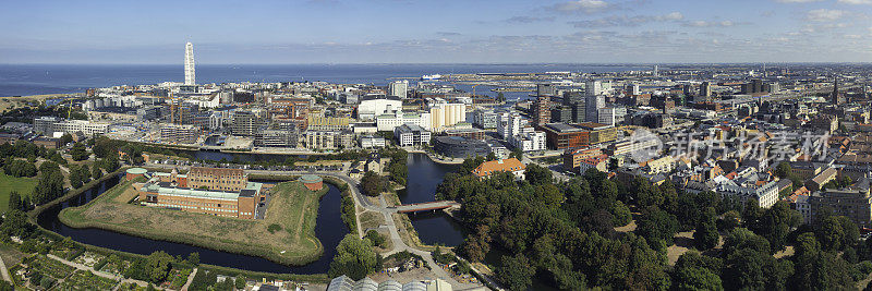 Panoramic view of Malmö in summer